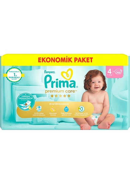 Bebek Bezi Premium Care 4 Beden Maxi Ekonomik Paket 9-14 kg 46 Adet fiyatları