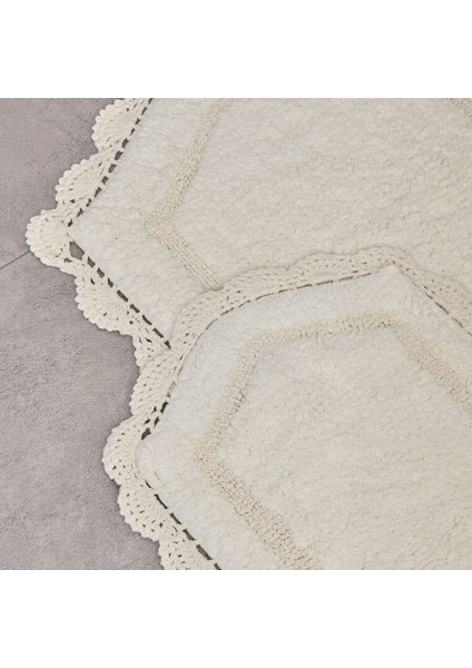 Soft Lace 2'li Banyo Paspası - Ekru - 40X60 cm + 60X90 cm modelleri