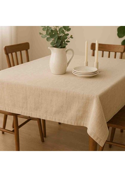Pamuklu 6 Kişilik Ham Kumaş Masa Örtüsü
