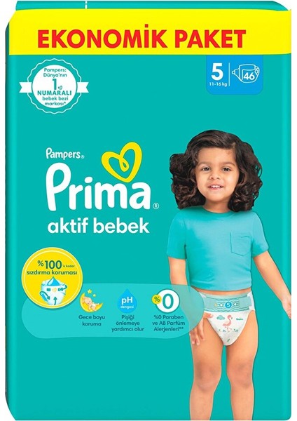 Bebek Bezi Aktif Bebek 5 Beden Junior Ekonomik Paket 11-16 kg 46 Adet fiyatları
