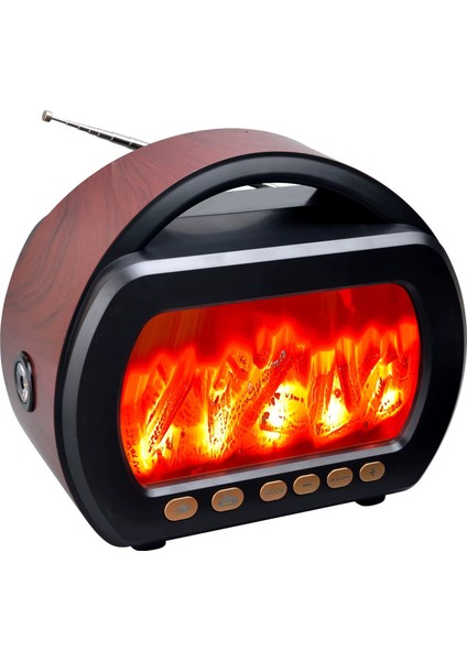 FP-535 El Fenerli Büyük Boy Nostaljik Radyo Fm Ahşap Şömine Görünümlü Bluetooth Hoparlör fiyatları
