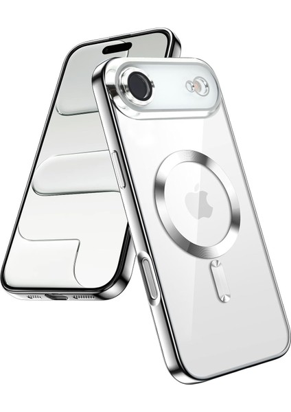 Apple iPhone 17 Air Kılıf Kamera Lens Korumalı Renkli Magsafe Şeffaf Silikon Gümüş