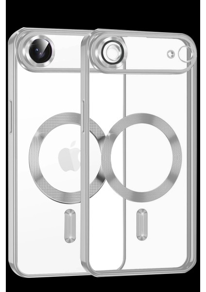 Apple iPhone 17 Air Kılıf Kamera Lens Korumalı Renkli Magsafe Şeffaf Silikon Gümüş modelleri
