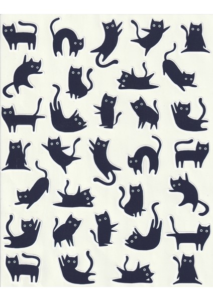 Şirin Kara Kediler Sticker Seti Cute Black Cats Halloween Cadılar Bayramı Kedicik Kitten Pati Paws Etiket Çıkartma NSTI0198