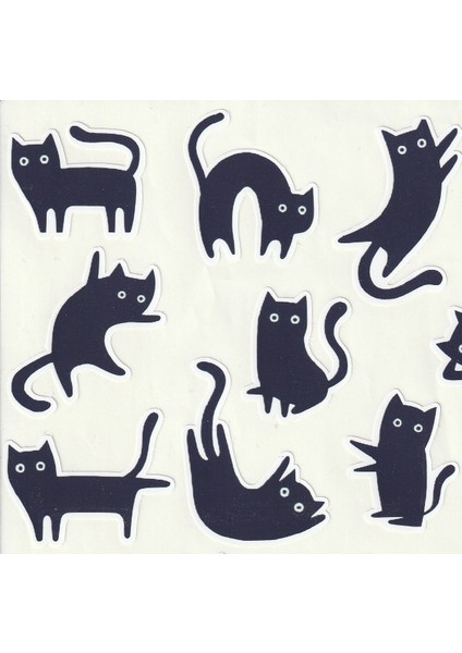 Şirin Kara Kediler Sticker Seti Cute Black Cats Halloween Cadılar Bayramı Kedicik Kitten Pati Paws Etiket Çıkartma NSTI0198 fiyatları
