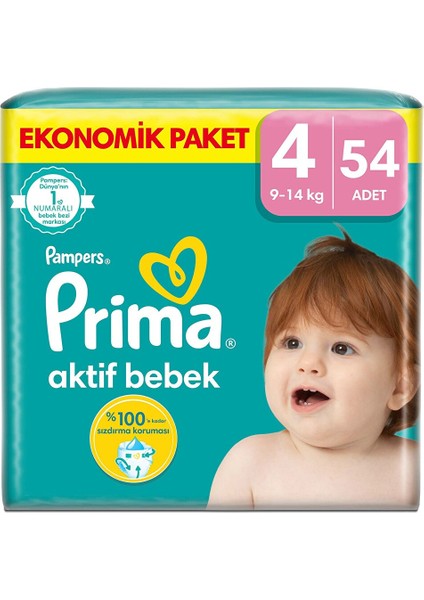 Bebek Bezi Aktif Bebek 4 Beden Maxi Ekonomik Paket 9-14 kg 54 Adet
