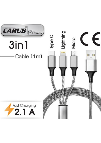 Şarj Kablo USB 3lü Iphone,samsung,huwaei 1m fiyatları