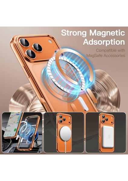 Apple iPhone 17 Pro Max Kılıf Kamera Çevresi Korumalı Renkli Magsafe Şarj Uyumlu Şeffaf Silikon