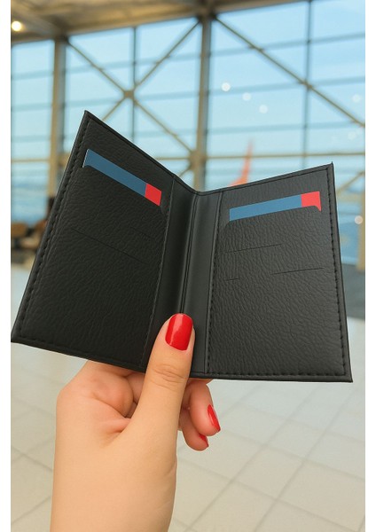 Isme Özel Deri Pasaport Kılıfı Pasaport Taşıma Cüzdanı - Siyah fiyatları