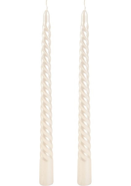 2'li Burgu Şamdan Mumu - Sedef Beyaz - 25 cm modelleri