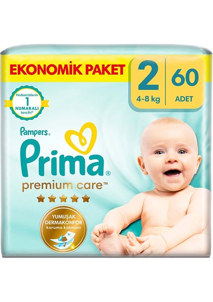 Bebek Bezi Premium Care 2 Beden Mini Ekonomik Paket 4-8 kg 60 Adet