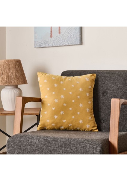 Soft Granny Summer Çiçek Nakışlı Kırlent - Hardal - 45X45 cm