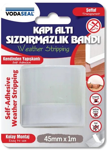 Kapı Altı Sızdırmazlık Bantı Şeffaf 45MMX1 M fiyatları