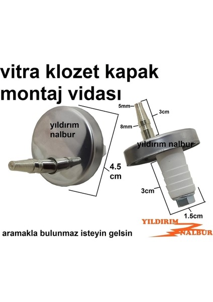 Vitra Klozet Kapak Bağlantı Vidası Paslanmaz Metal Amatisörlü Klozet Kapak Montaj Aparatı Pimli fiyatları