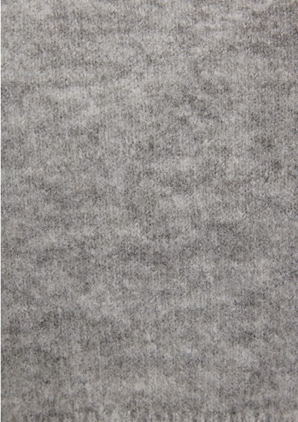 Yün Karışımlı Bisiklet Yaka Crop Gri Kazak 1710496-83096