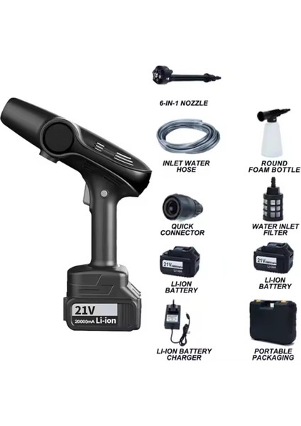 PR-AC96 Hura 3000PA Şarjlı 1200 Mah Batarya Siyah Araç Yıkama Makinesi fiyatları