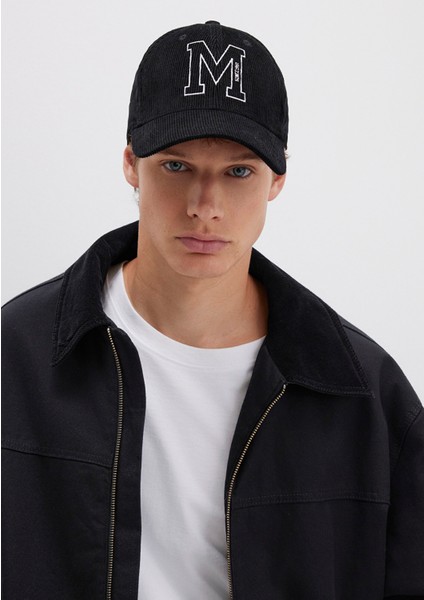 M Logo Baskılı Siyah Kadife Şapka 0911526-900
