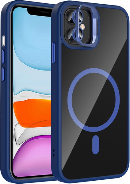 iPhone 11 Kılıf Kamera Bölümü Standlı Magsafeli Özelikli Lens Koruyucu Hediyeli Premium Kapak Rcv/etro