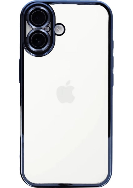 iPhone 16 Kılıf Kamera Lens Korumalı Parlak Silikon Kapak Ryc/razer Lens - Mavi