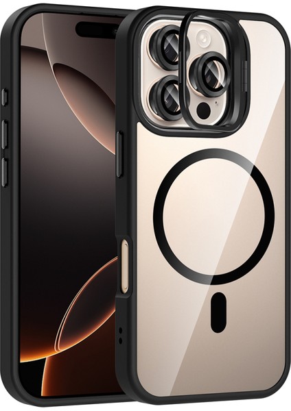 iPhone 16 Pro Max Kılıf Kamera Bölümü Standlı Magsafeli Özelikli Lens Koruyucu Hediyeli Premium Kapak Rcv/etro