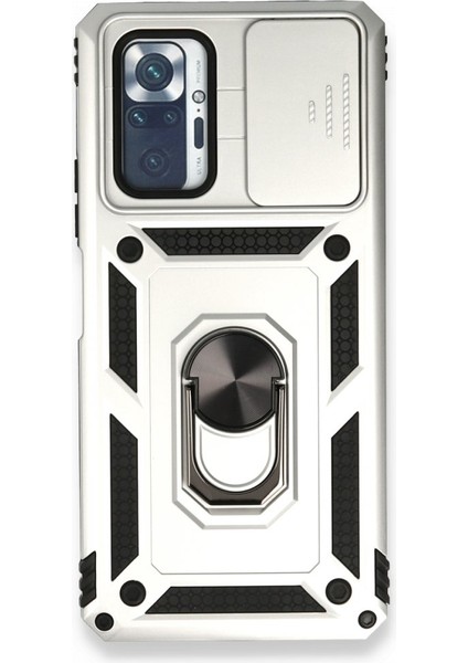 Redmi Note 10 Pro Kamera Sürgülü Tam Koruma Sert Silikon Kapak Ryc/ Pars Yüzüklü