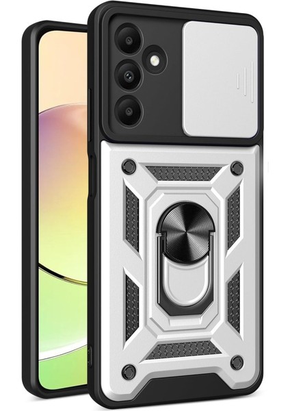 Samsung Galaxy M15 Kamera Sürgülü Tam Koruma Sert Silikon Kapak Ryc/ Pars Yüzüklü