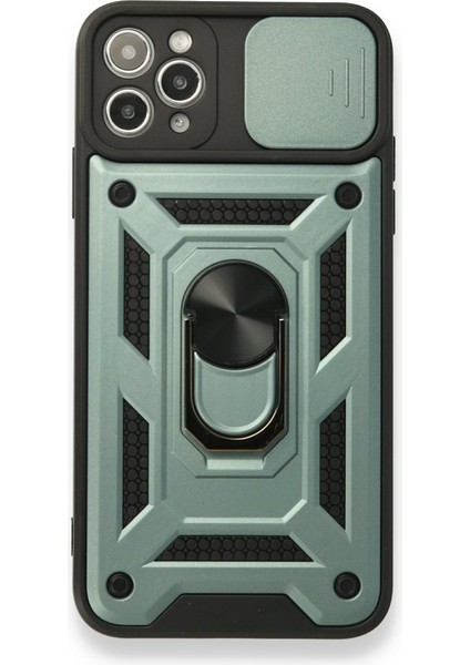 iPhone 11 Pro Max Kamera Sürgülü Tam Koruma Sert Silikon Kapak Ryc/ Pars Yüzüklü