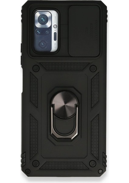 Redmi Note 10 Pro Kamera Sürgülü Tam Koruma Sert Silikon Kapak Ryc/ Pars Yüzüklü