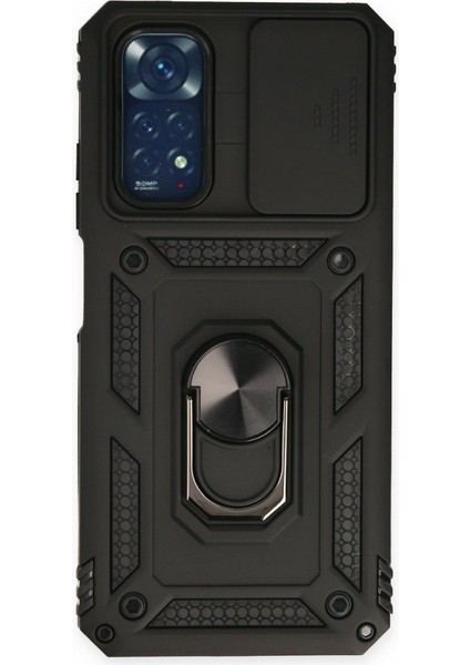 Redmi Note 11S Kamera Sürgülü Tam Koruma Sert Silikon Kapak Ryc/ Pars Yüzüklü