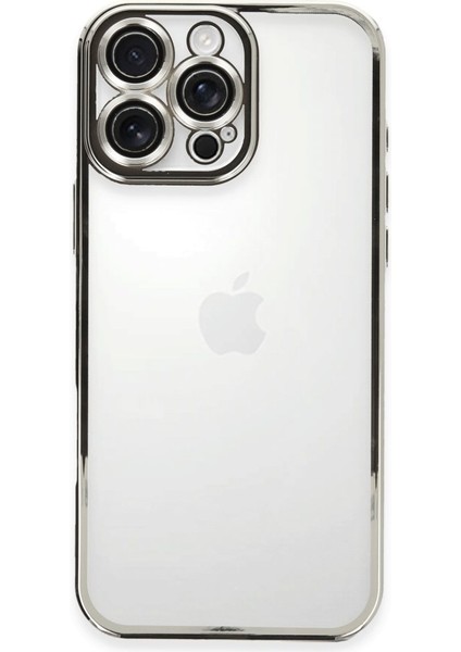 iPhone 16 Pro Max Kılıf Kamera Lens Korumalı Parlak Silikon Kapak Ryc/razer Lens - Gümüş