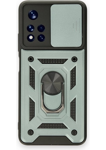 Redmi Note 11T Kamera Sürgülü Tam Koruma Sert Silikon Kapak Ryc/ Pars Yüzüklü