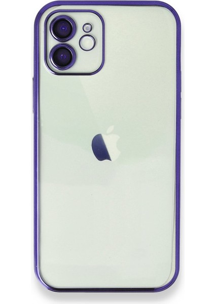 iPhone 12 Kılıf Kamera Lens Korumalı Parlak Silikon Kapak Ryc/razer Lens - Mor
