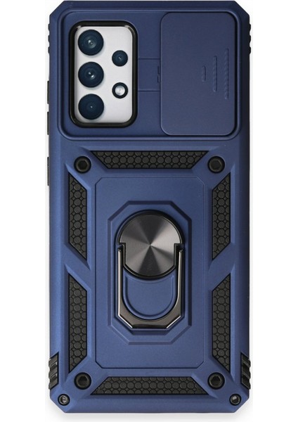 Samsung Galaxy A52S Kamera Sürgülü Tam Koruma Sert Silikon Kapak Ryc/ Pars Yüzüklü