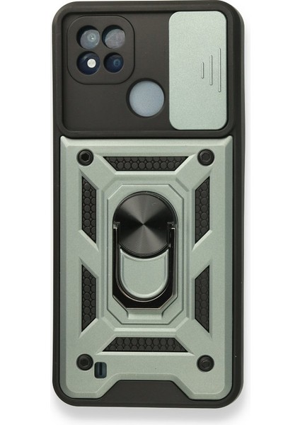 Realme C11 2021 Kamera Sürgülü Tam Koruma Sert Silikon Kapak Ryc/ Pars Yüzüklü