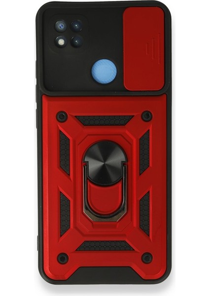 Redmi 9c Kamera Sürgülü Tam Koruma Sert Silikon Kapak Ryc/ Pars Yüzüklü