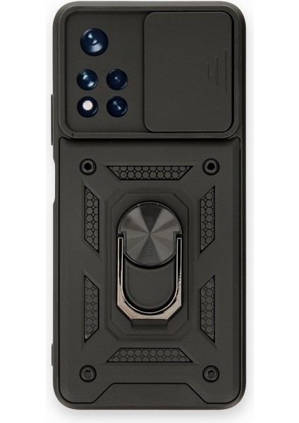 Redmi Note 11T Kamera Sürgülü Tam Koruma Sert Silikon Kapak Ryc/ Pars Yüzüklü