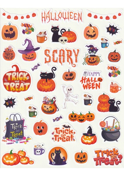 Halloween Pumpkins Sticker Seti Cadılar Bayramı Sticker Sevimli Halloween Balkabakları Çıkartma Etiket NSTI0045
