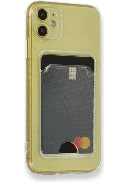 iPhone 11 Kart Hazneli Şeffaf Silikon Kılıf Rcv/kart Şeffaf