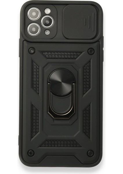 iPhone 11 Pro Max Kamera Sürgülü Tam Koruma Sert Silikon Kapak Ryc/ Pars Yüzüklü