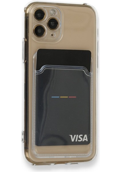 iPhone 11 Pro Kart Hazneli Şeffaf Silikon Kılıf Rcv/kart Şeffaf