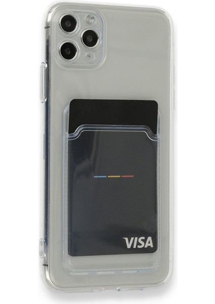 iPhone 11 Pro Max Kart Hazneli Şeffaf Silikon Kılıf Rcv/kart Şeffaf
