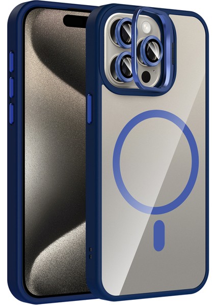 iPhone 15 Pro Max Kılıf Kamera Bölümü Standlı Magsafeli Özelikli Lens Koruyucu Hediyeli Premium Kapak Rcv/etro