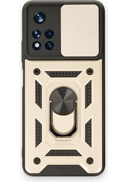 Redmi Note 11T Kamera Sürgülü Tam Koruma Sert Silikon Kapak Ryc/ Pars Yüzüklü