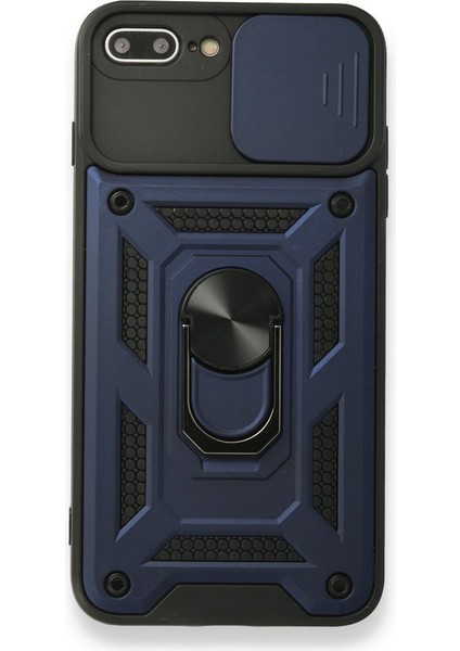 iPhone 8 Plus Kamera Sürgülü Tam Koruma Sert Silikon Kapak Ryc/ Pars Yüzüklü