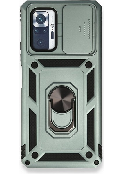 Redmi Note 10 Pro Kamera Sürgülü Tam Koruma Sert Silikon Kapak Ryc/ Pars Yüzüklü