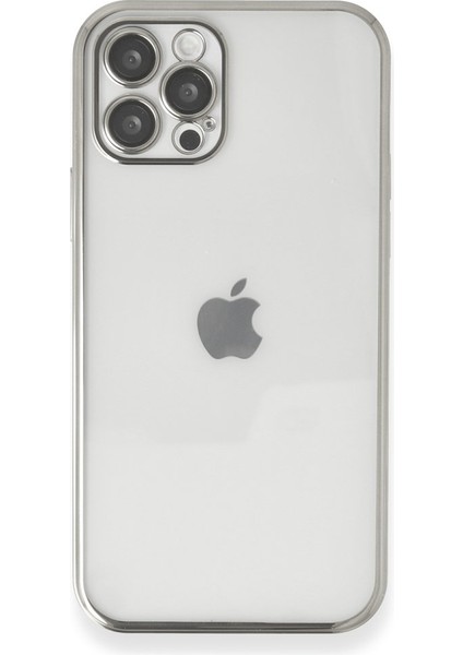 iPhone 12 Pro Kılıf Kamera Lens Korumalı Parlak Silikon Kapak Ryc/razer Lens - Gümüş