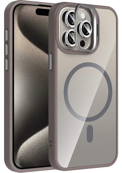 iPhone 15 Pro Kılıf Kamera Bölümü Standlı Magsafeli Özelikli Lens Koruyucu Hediyeli Premium Kapak Rcv/etro