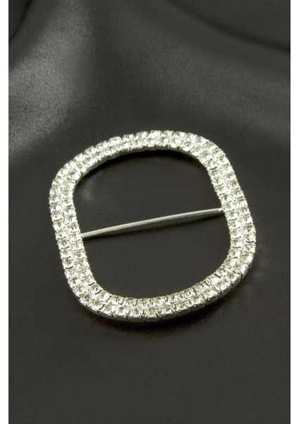 Nrzsnt Oval Taşlı Kemer Tokası 2 Adet-Gümüş Rengi