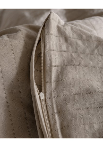 Marlene Tek Kişilik %100 Pamuk Penye Lastikli Nevresim Takımı - Bej