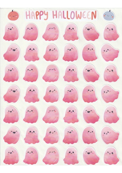 Pembe Hayaletler Pink Ghosts Sticker Seti Cadılar Bayramı Sticker Happy Halloween Çıkartma Etiket NSTI0067